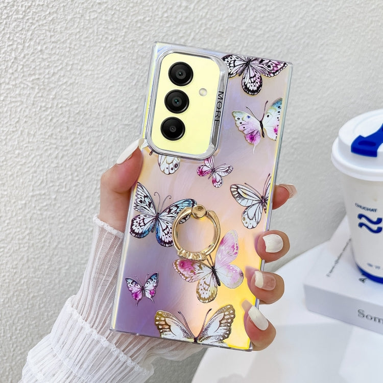 For Samsung Galaxy A15 5G Electroplating Laser Butterfly Ring Holder Phone Case