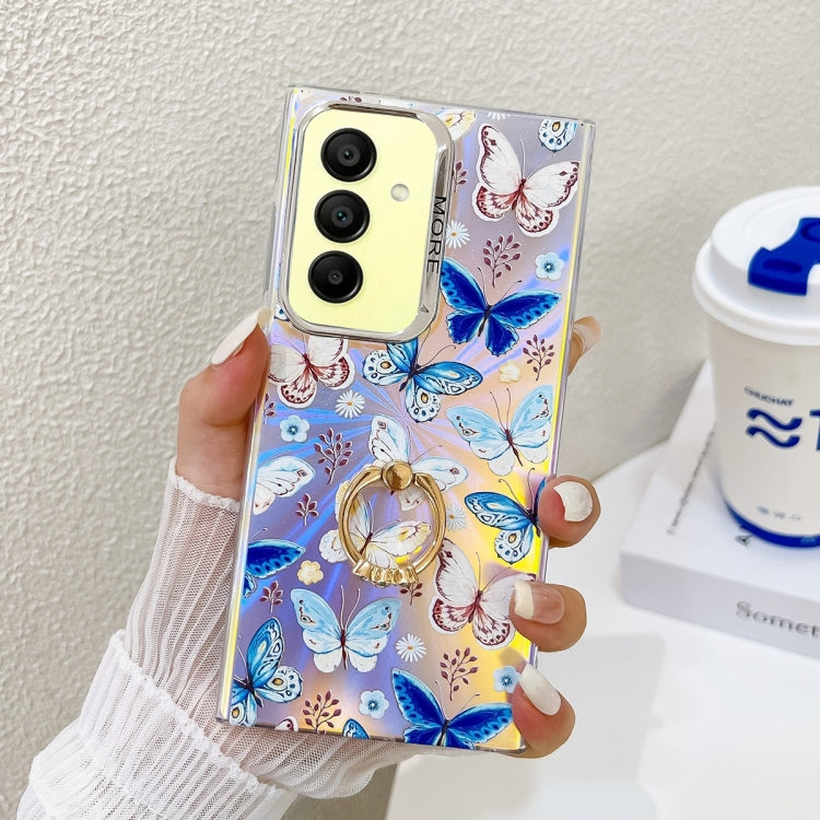 For Samsung Galaxy A15 5G Electroplating Laser Butterfly Ring Holder Phone Case