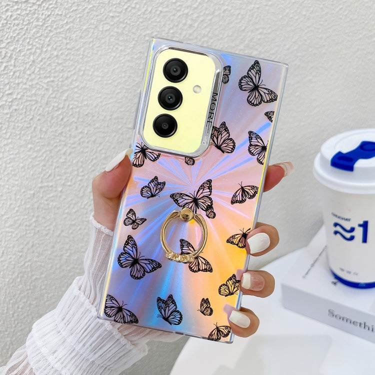 For Samsung Galaxy A15 5G Electroplating Laser Butterfly Ring Holder Phone Case