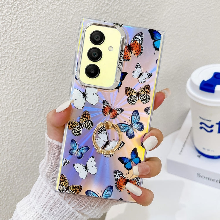 For Samsung Galaxy A15 5G Electroplating Laser Butterfly Ring Holder Phone Case