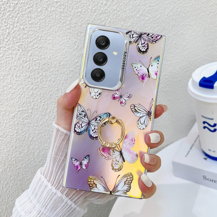For Samsung Galaxy A25 5G Electroplating Laser Butterfly Ring Holder Phone Case