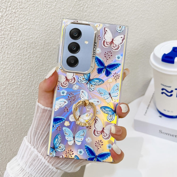 For Samsung Galaxy A25 5G Electroplating Laser Butterfly Ring Holder Phone Case