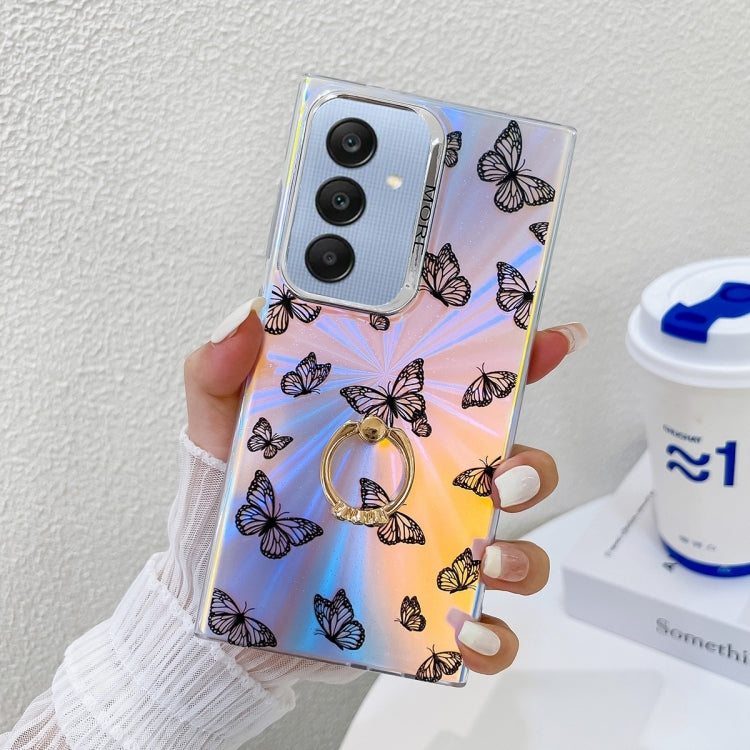 For Samsung Galaxy A25 5G Electroplating Laser Butterfly Ring Holder Phone Case