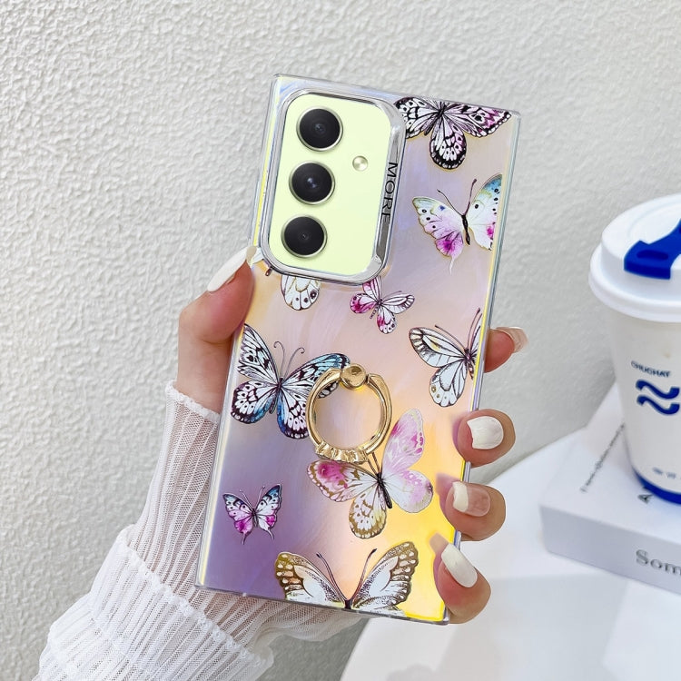 For Samsung Galaxy A54 5G Electroplating Laser Butterfly Ring Holder Phone Case