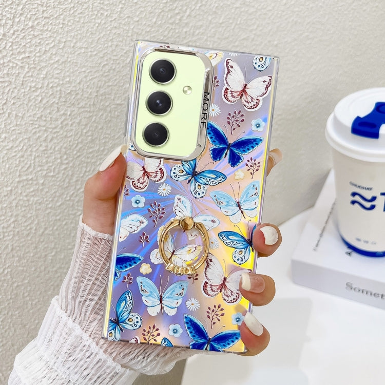 For Samsung Galaxy A54 5G Electroplating Laser Butterfly Ring Holder Phone Case