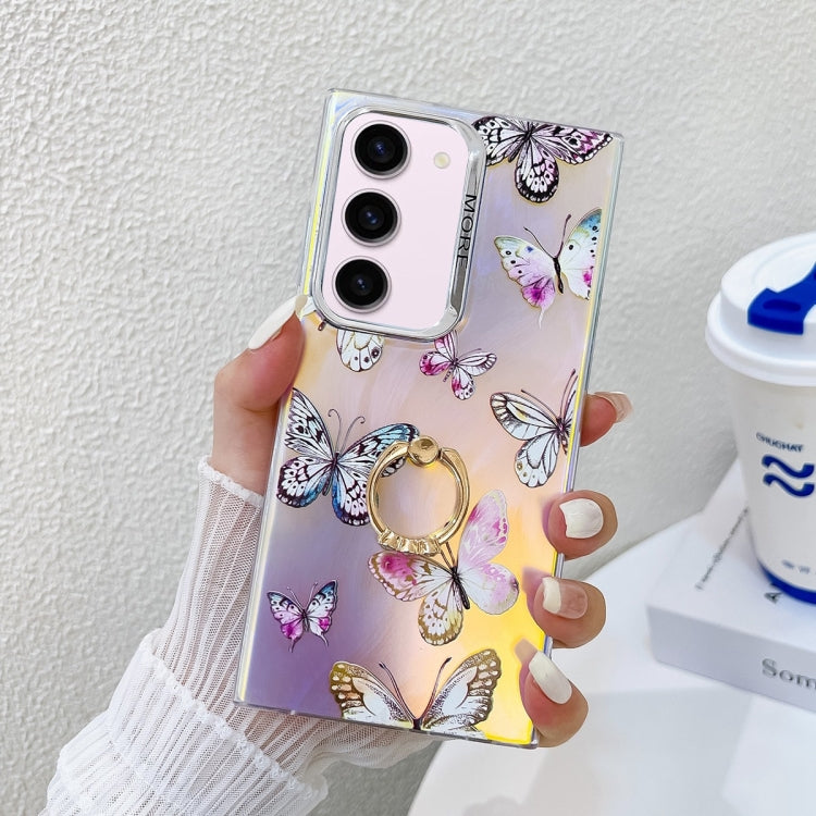 For Samsung Galaxy S23+ 5G Electroplating Laser Butterfly Ring Holder Phone Case