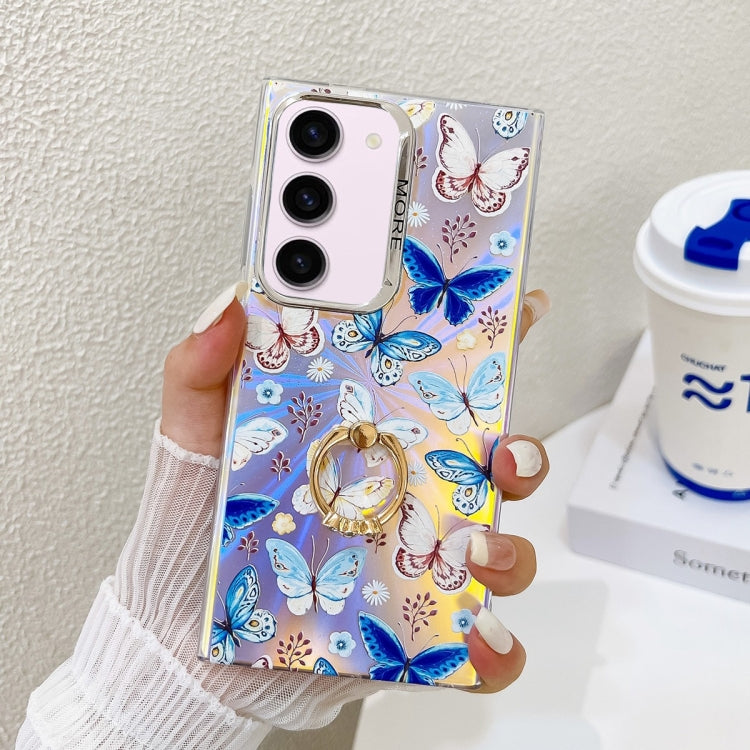 For Samsung Galaxy S23+ 5G Electroplating Laser Butterfly Ring Holder Phone Case