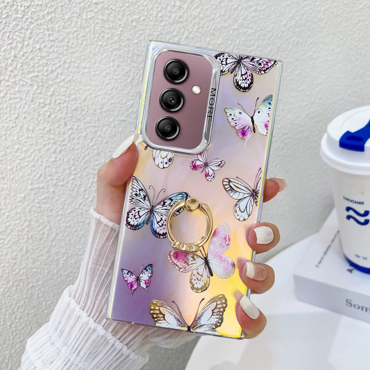 For Samsung Galaxy A14 5G Electroplating Laser Butterfly Ring Holder Phone Case