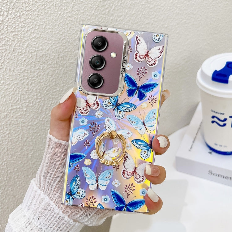 For Samsung Galaxy A14 5G Electroplating Laser Butterfly Ring Holder Phone Case