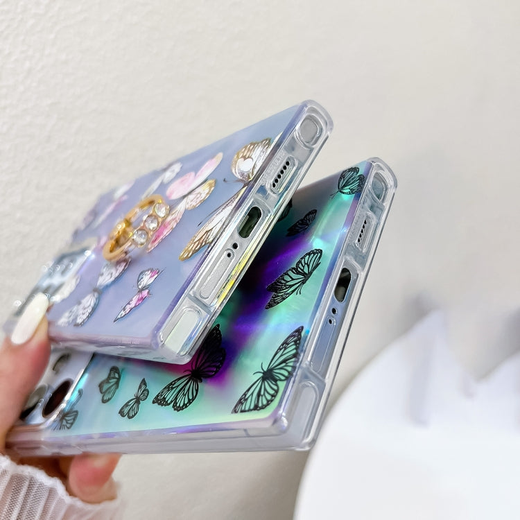 For Samsung Galaxy A35 5G Electroplating Laser Butterfly Ring Holder Phone Case