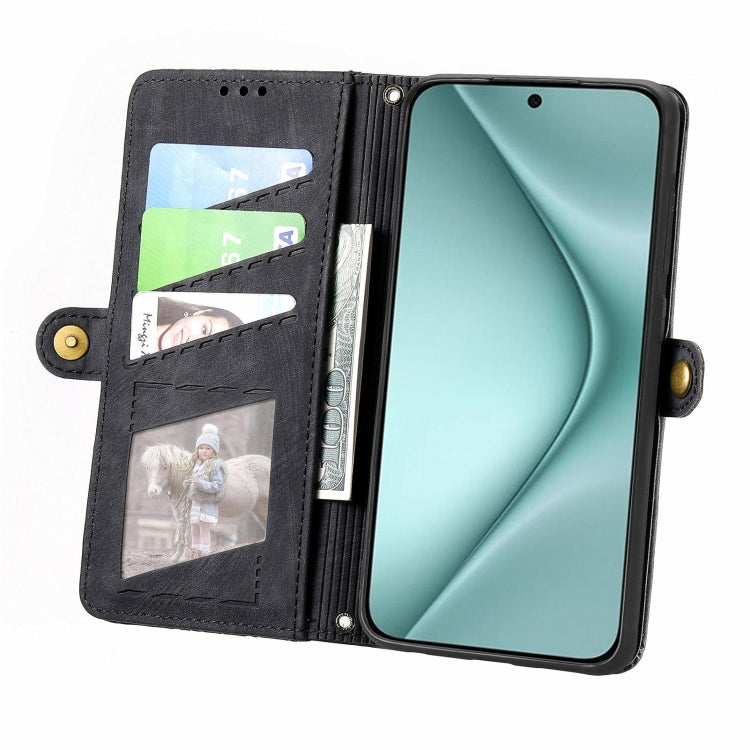 For Huawei Pura 70 Geometric Zipper Wallet Side Buckle Leather Phone Case