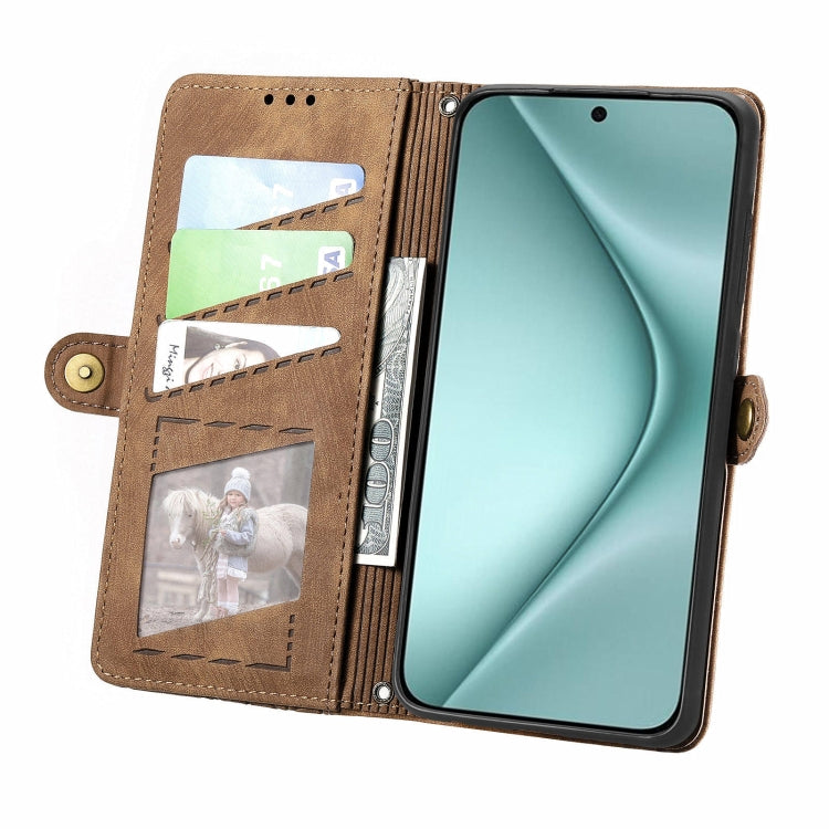 For Huawei Pura 70 Geometric Zipper Wallet Side Buckle Leather Phone Case