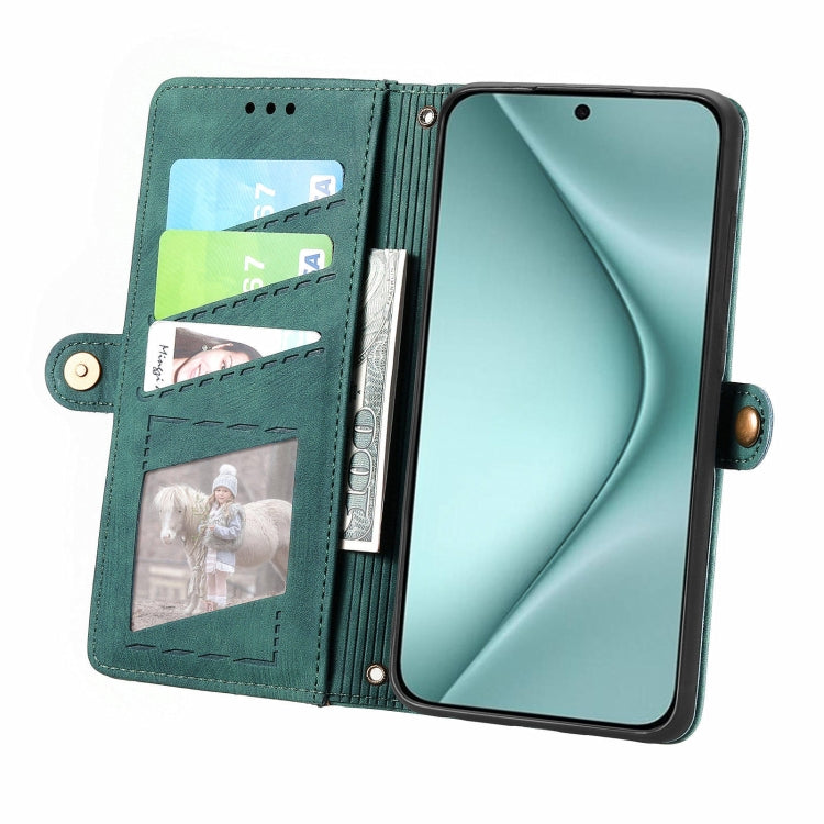For Huawei Pura 70 Geometric Zipper Wallet Side Buckle Leather Phone Case