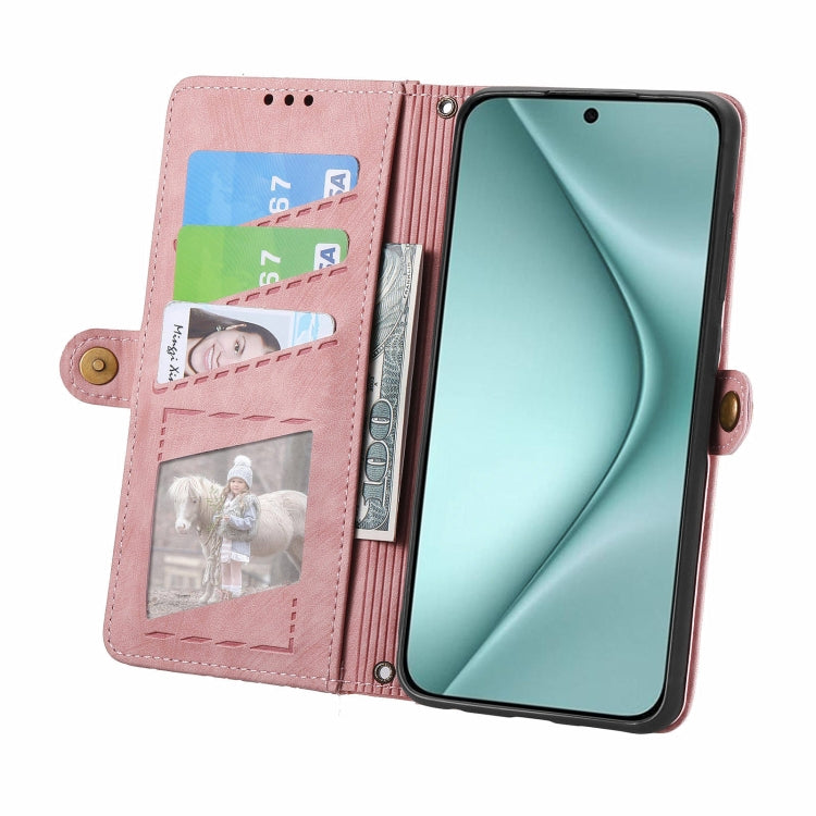 For Huawei Pura 70 Geometric Zipper Wallet Side Buckle Leather Phone Case