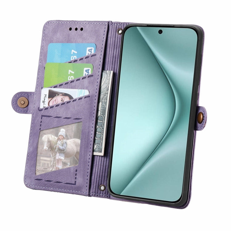 For Huawei Pura 70 Geometric Zipper Wallet Side Buckle Leather Phone Case