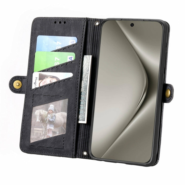 For Huawei Pura 70 Pro Geometric Zipper Wallet Side Buckle Leather Phone Case