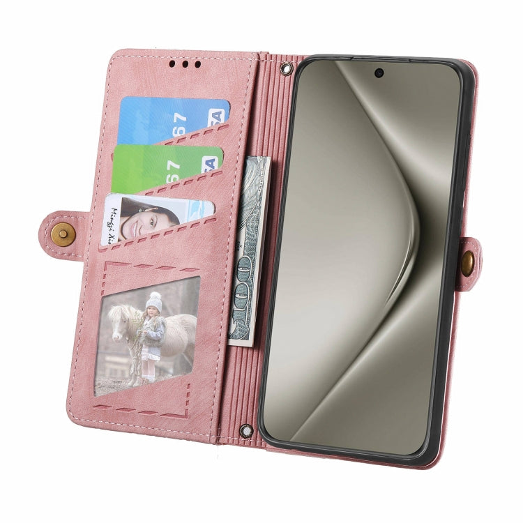 For Huawei Pura 70 Pro Geometric Zipper Wallet Side Buckle Leather Phone Case