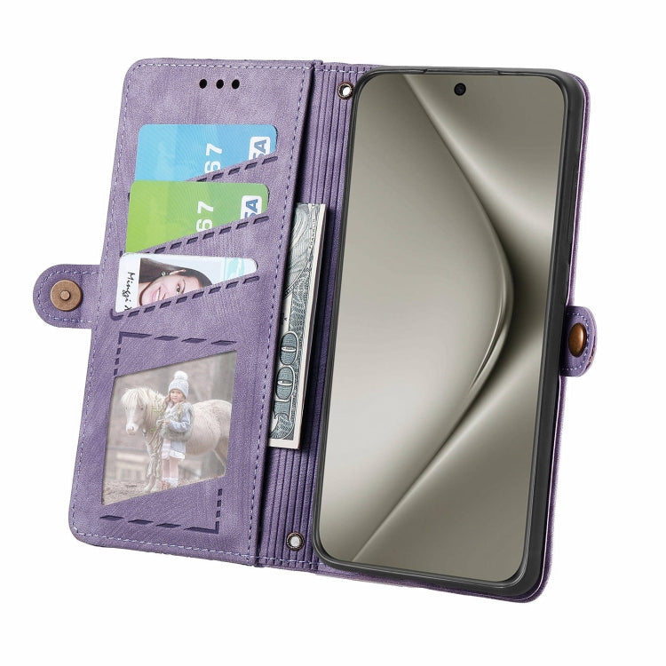 For Huawei Pura 70 Pro Geometric Zipper Wallet Side Buckle Leather Phone Case