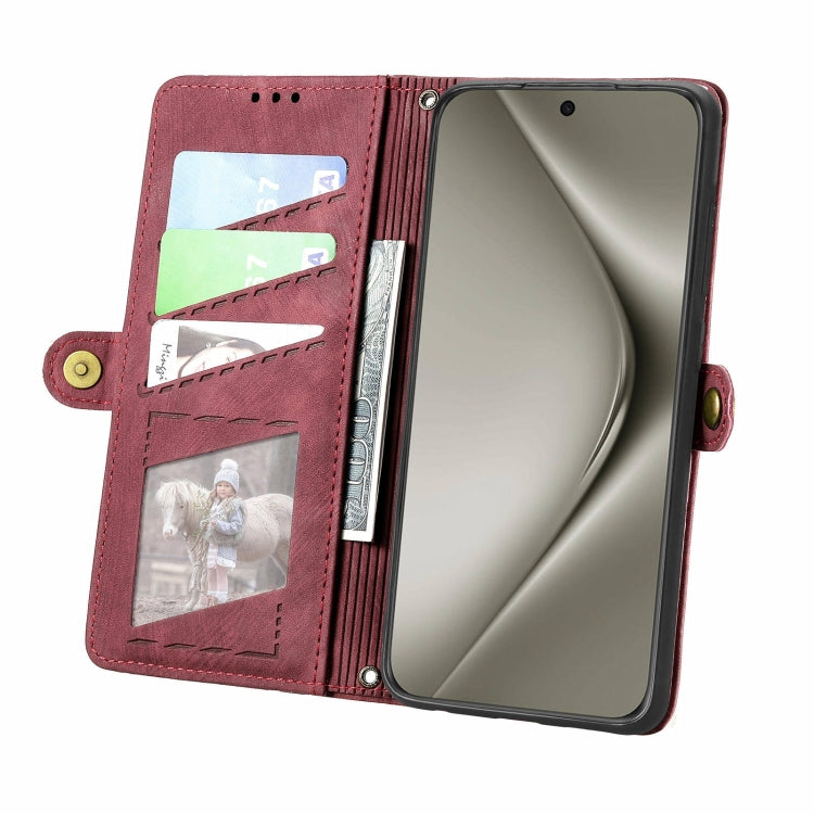 For Huawei Pura 70 Pro Geometric Zipper Wallet Side Buckle Leather Phone Case