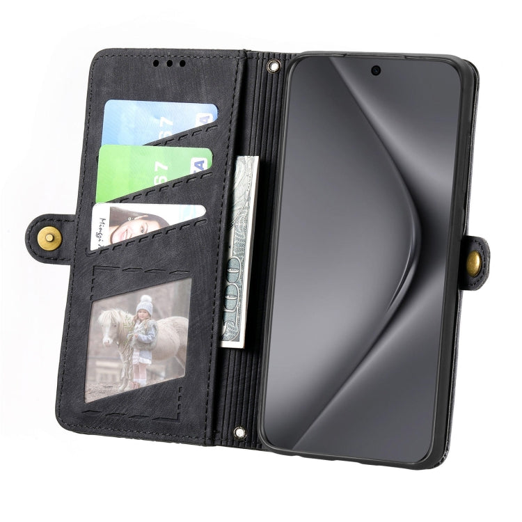 For Huawei Pura 70 Ultra Geometric Zipper Wallet Side Buckle Leather Phone Case