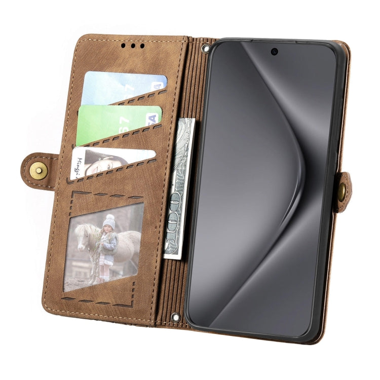 For Huawei Pura 70 Ultra Geometric Zipper Wallet Side Buckle Leather Phone Case