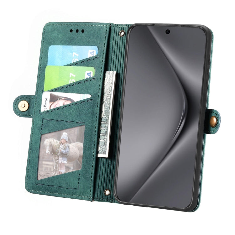 For Huawei Pura 70 Ultra Geometric Zipper Wallet Side Buckle Leather Phone Case