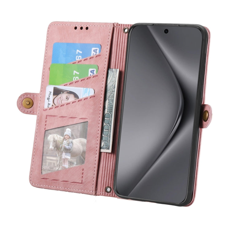 For Huawei Pura 70 Ultra Geometric Zipper Wallet Side Buckle Leather Phone Case