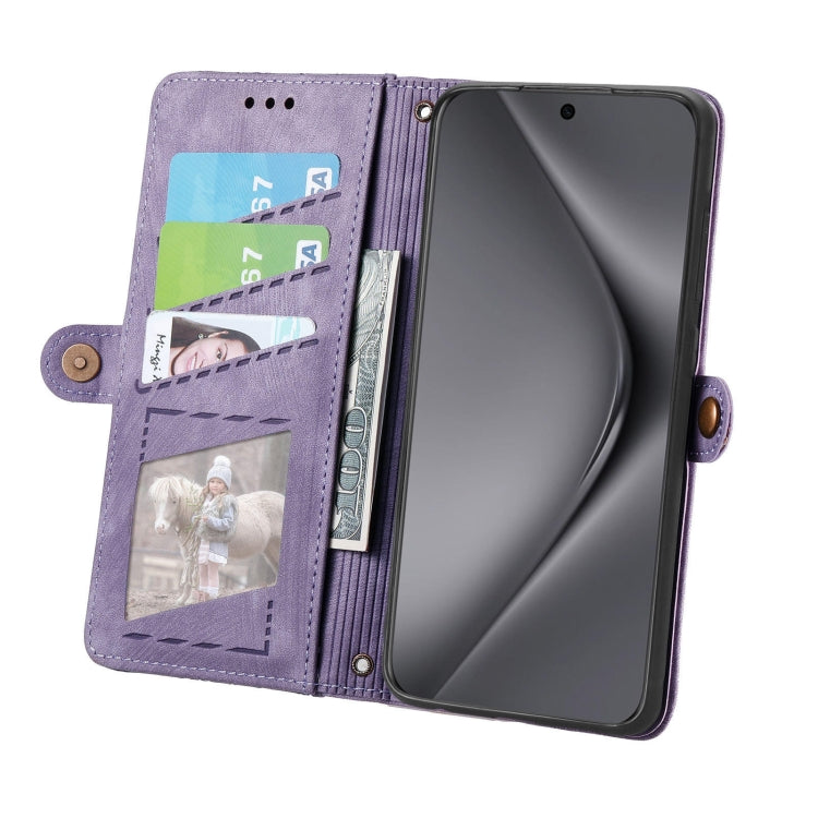 For Huawei Pura 70 Ultra Geometric Zipper Wallet Side Buckle Leather Phone Case