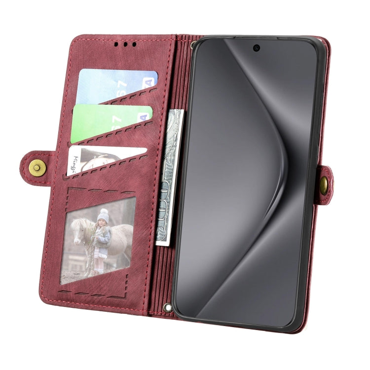 For Huawei Pura 70 Ultra Geometric Zipper Wallet Side Buckle Leather Phone Case