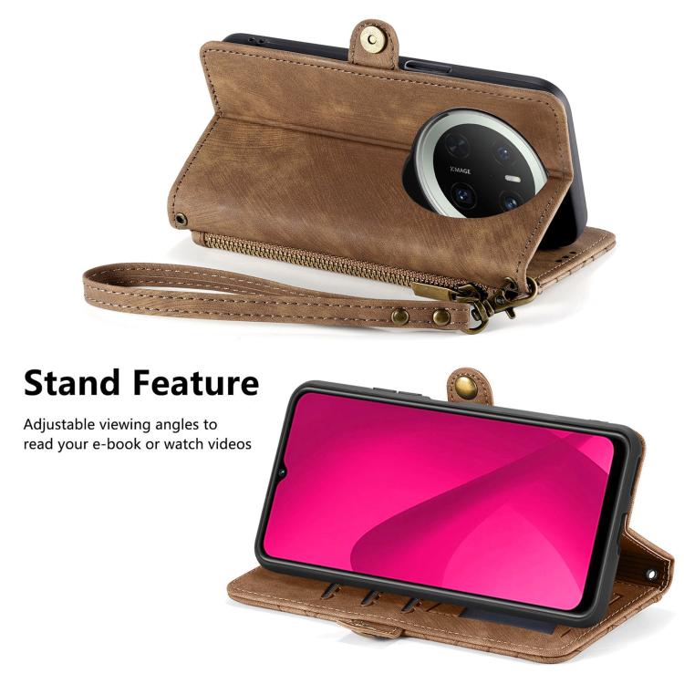 For Huawei Mate 70 Geometric Zipper Wallet Side Buckle Leather Phone Case