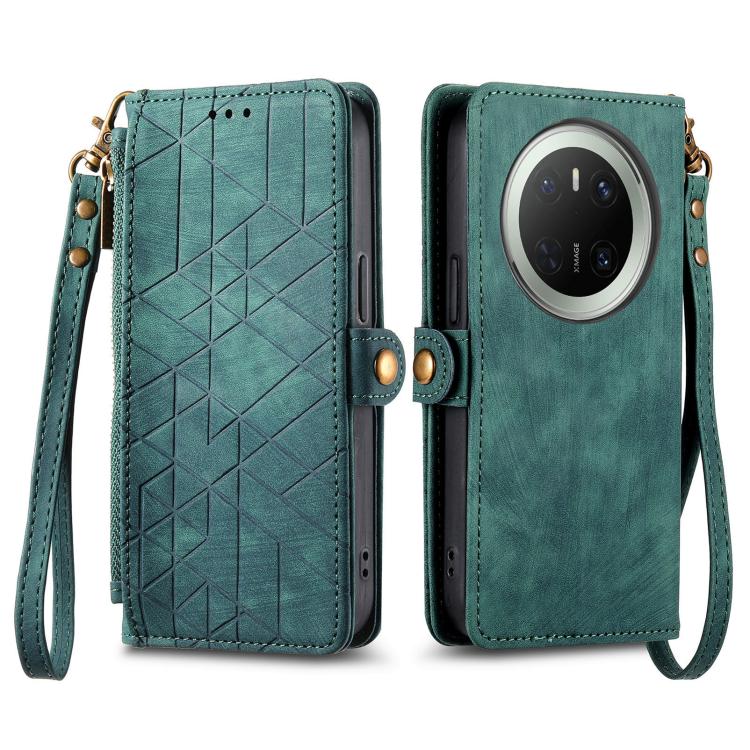 For Huawei Mate 70 Geometric Zipper Wallet Side Buckle Leather Phone Case