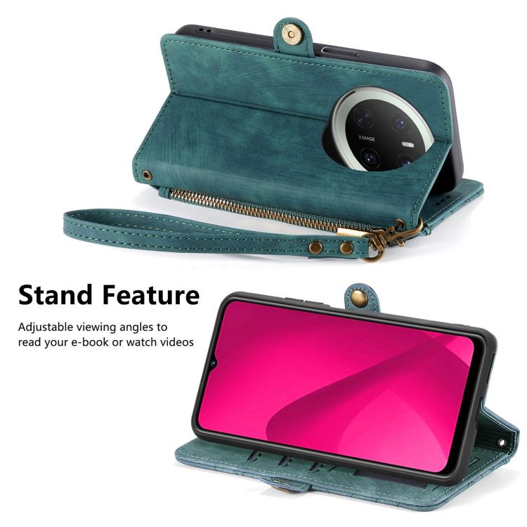 For Huawei Mate 70 Geometric Zipper Wallet Side Buckle Leather Phone Case