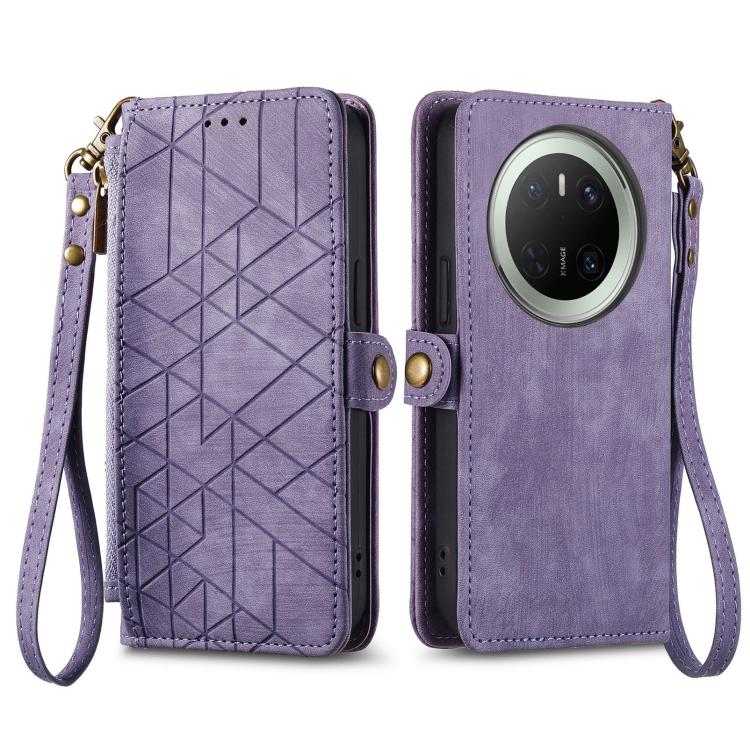 For Huawei Mate 70 Geometric Zipper Wallet Side Buckle Leather Phone Case