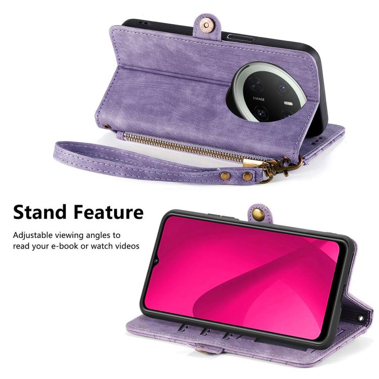 For Huawei Mate 70 Geometric Zipper Wallet Side Buckle Leather Phone Case