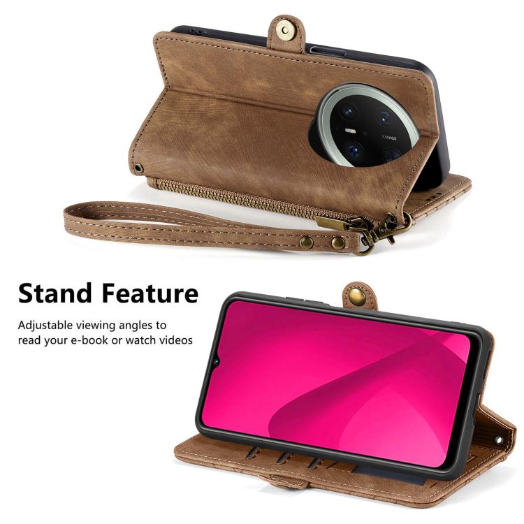 For Huawei Mate 70 Pro Geometric Zipper Wallet Side Buckle Leather Phone Case