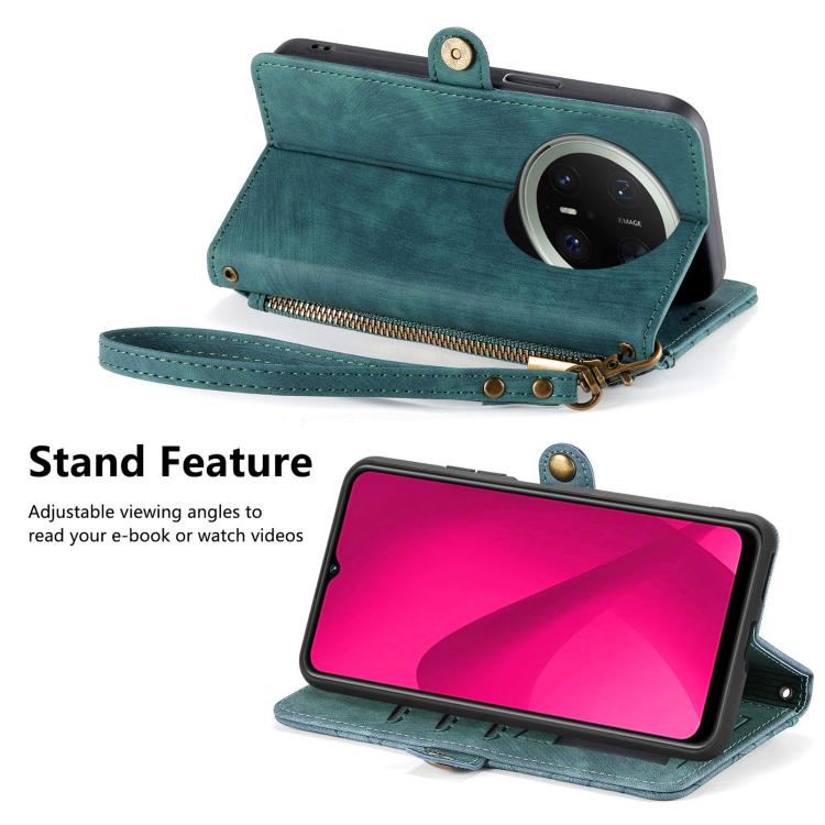 For Huawei Mate 70 Pro Geometric Zipper Wallet Side Buckle Leather Phone Case