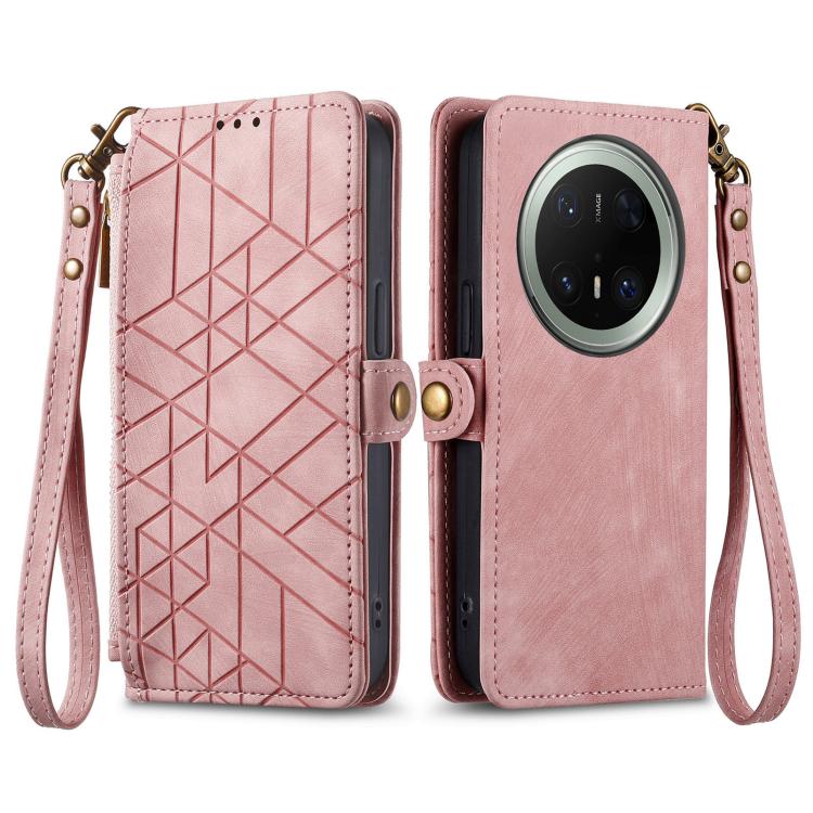 For Huawei Mate 70 Pro Geometric Zipper Wallet Side Buckle Leather Phone Case