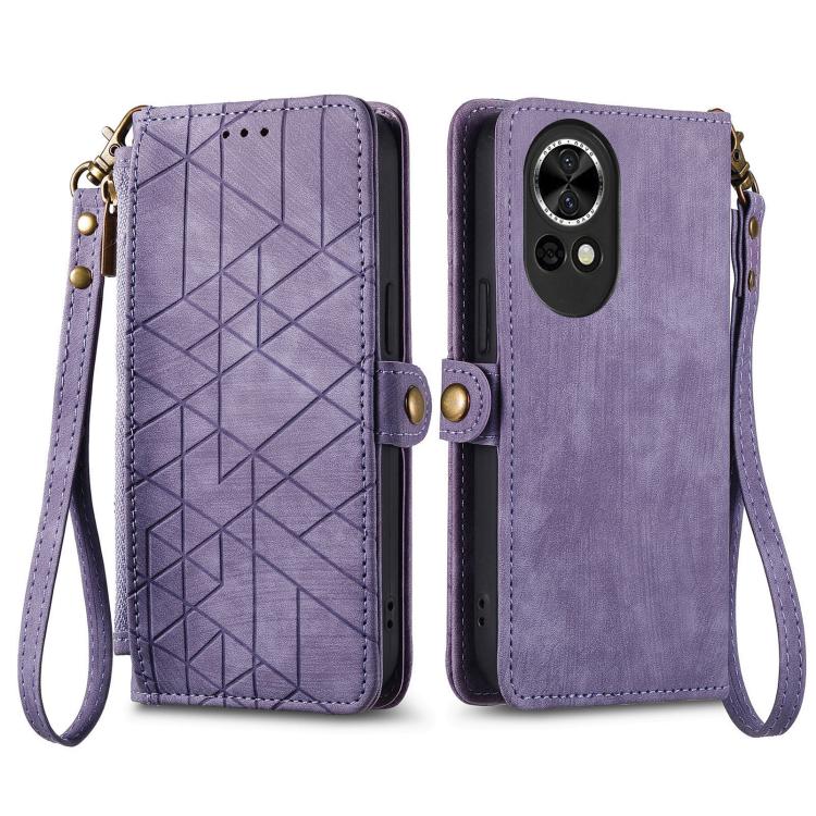 For Huawei nova 13 Geometric Zipper Wallet Side Buckle Leather Phone Case