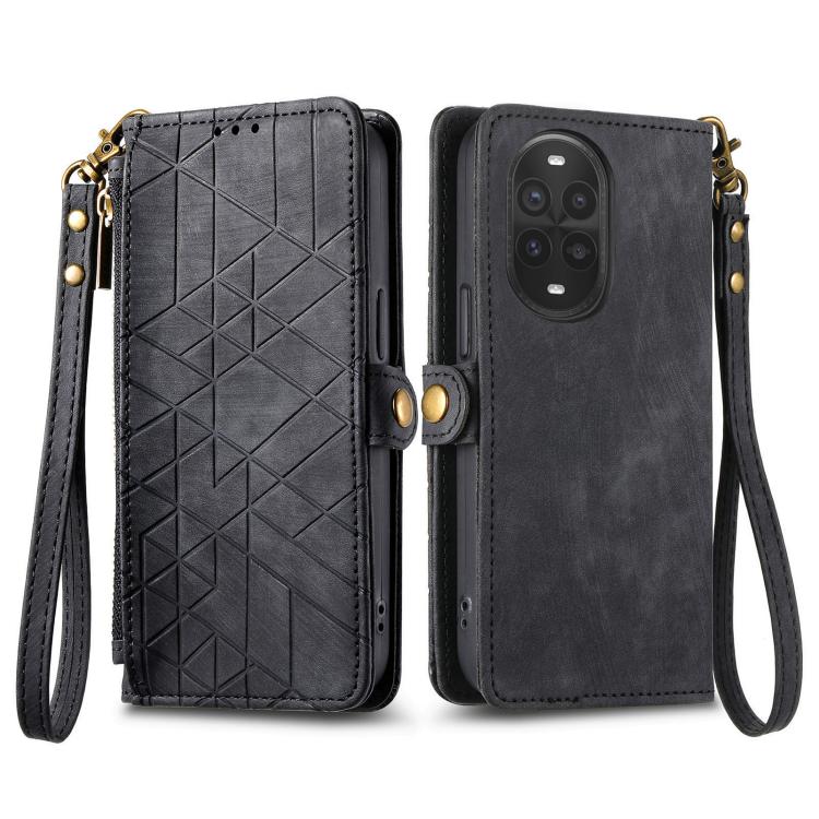 For Huawei nova 13 Pro Geometric Zipper Wallet Side Buckle Leather Phone Case
