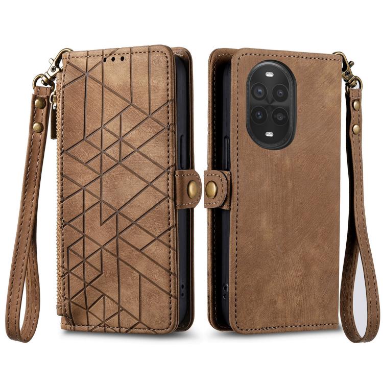 For Huawei nova 13 Pro Geometric Zipper Wallet Side Buckle Leather Phone Case