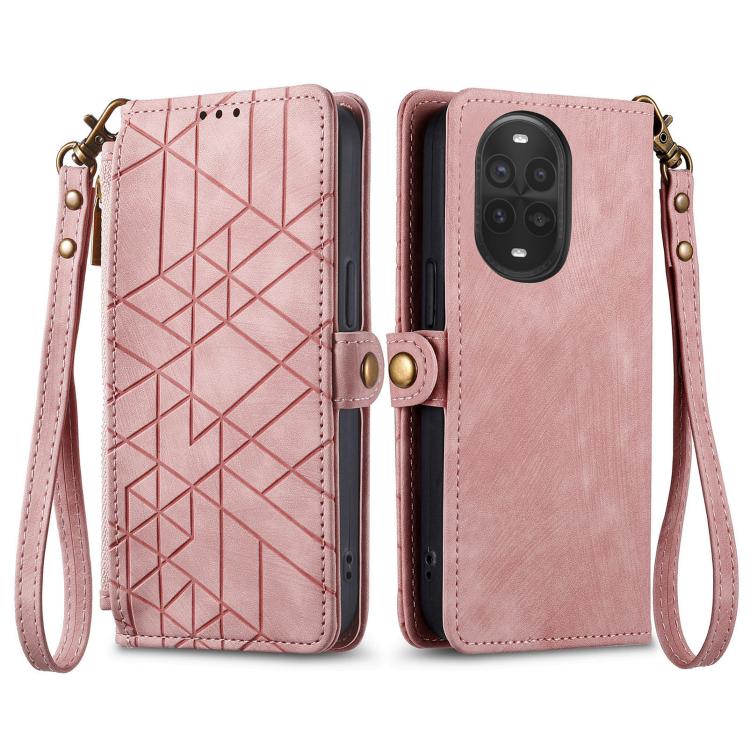 For Huawei nova 13 Pro Geometric Zipper Wallet Side Buckle Leather Phone Case