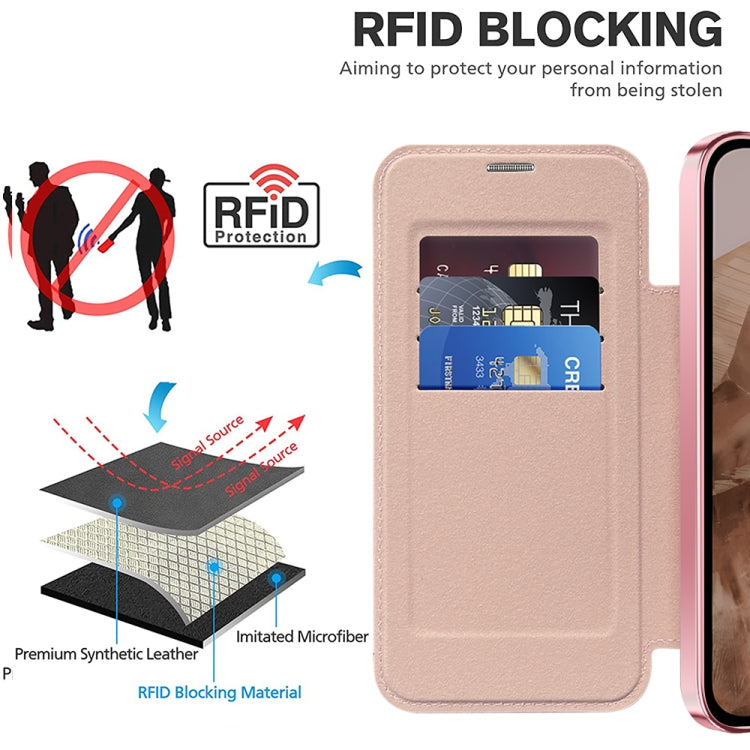 For Google Pixel 8a Shield MagSafe RFID Anti-theft Leather Phone Case