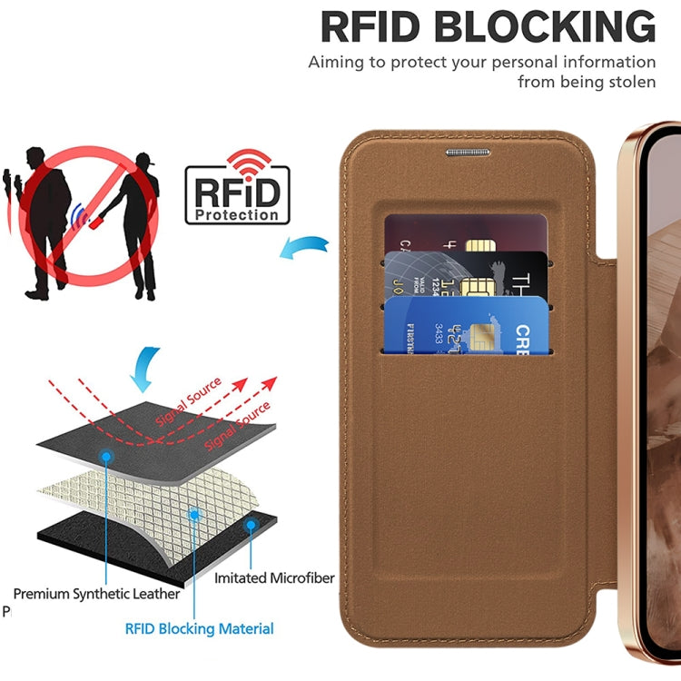 For Google Pixel 8a Shield MagSafe RFID Anti-theft Leather Phone Case