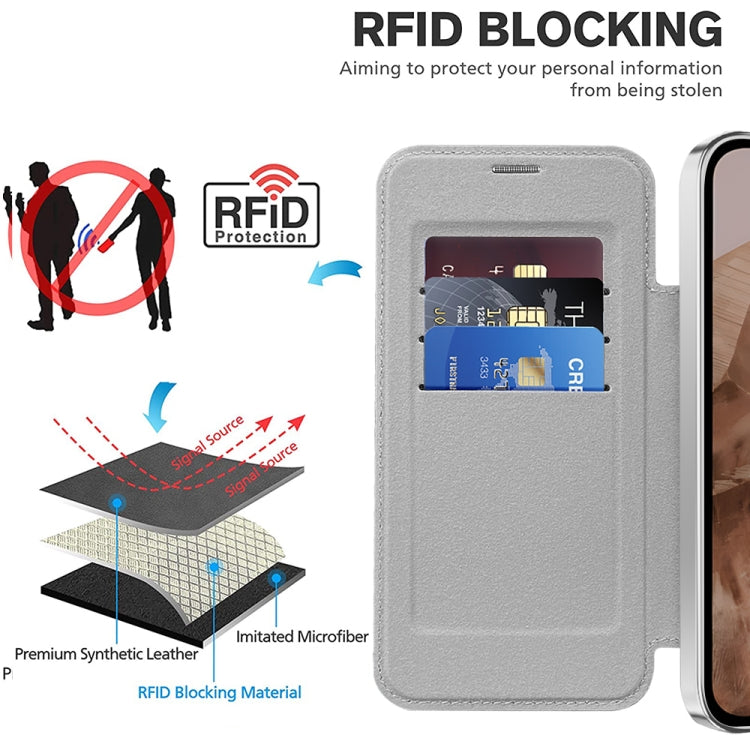 For Google Pixel 8a Shield MagSafe RFID Anti-theft Leather Phone Case
