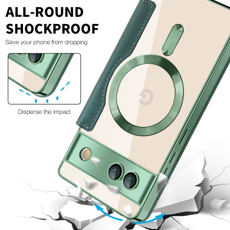 For Google Pixel 7a Shield MagSafe RFID Anti-theft Leather Phone Case