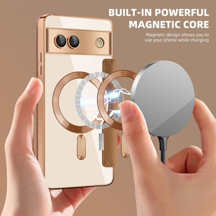 For Google Pixel 7a Shield MagSafe RFID Anti-theft Leather Phone Case