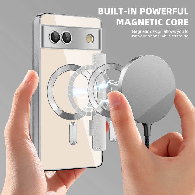 For Google Pixel 7a Shield MagSafe RFID Anti-theft Leather Phone Case