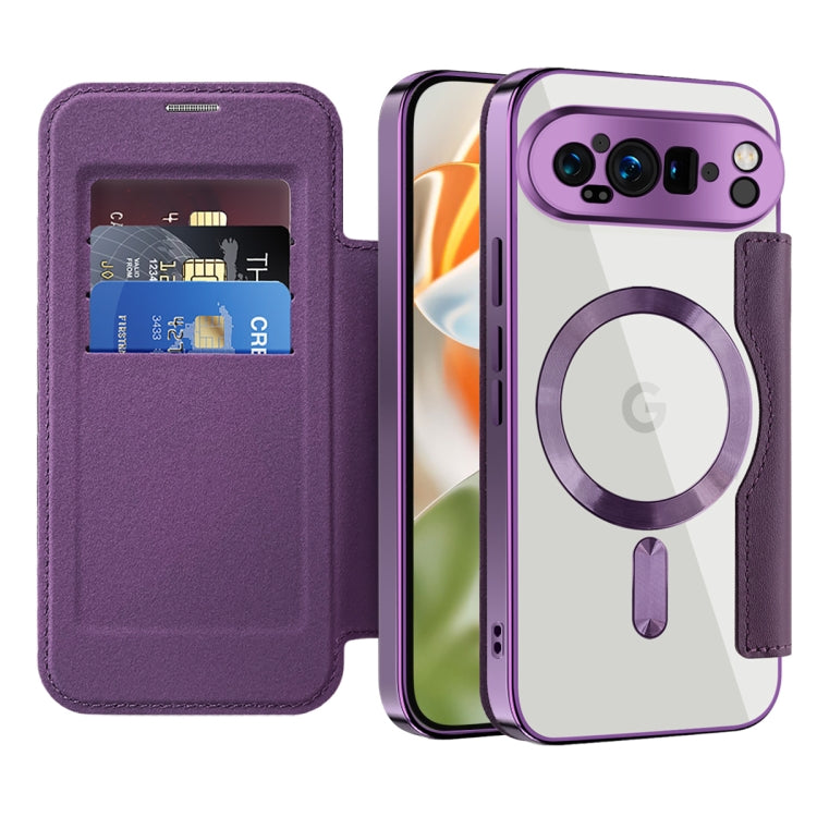 For Google Pixel 9 Pro Shield MagSafe RFID Anti-theft Leather Phone Case