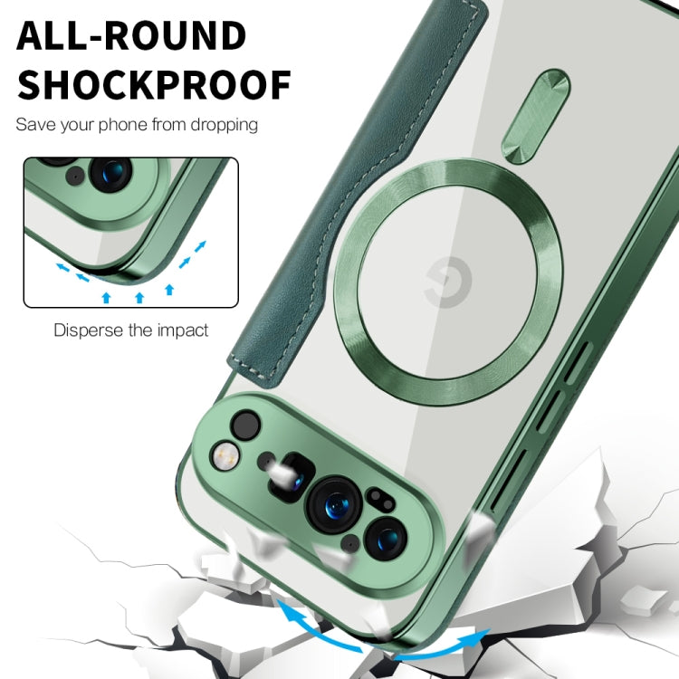 For Google Pixel 9 Pro Shield MagSafe RFID Anti-theft Leather Phone Case