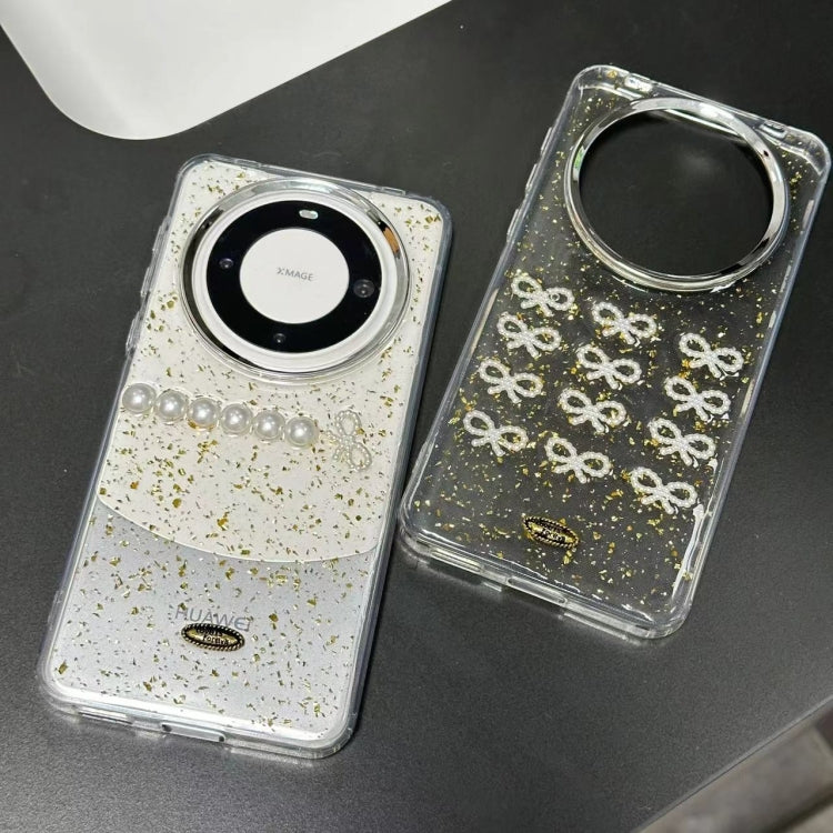 For Huawei Mate 60 Gold Foil Pearl Bow TPU Phone Case